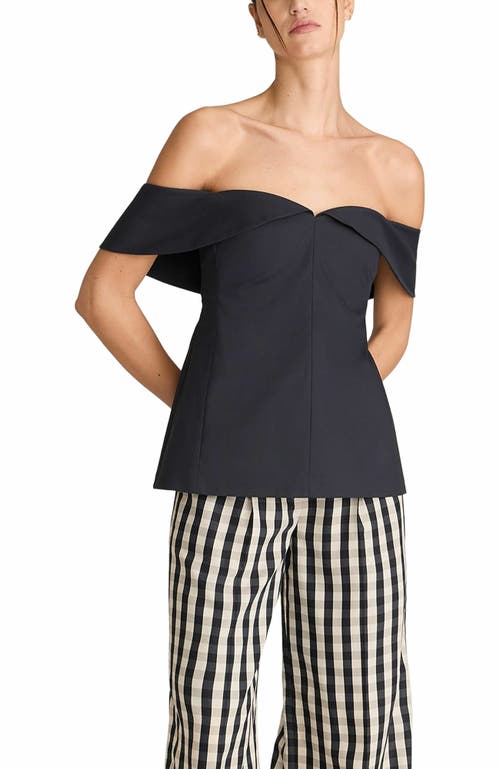 REBECCA TAYLOR REBECCA TAYLOR COTTON SATEEN DRAPED SHOULDER TOP