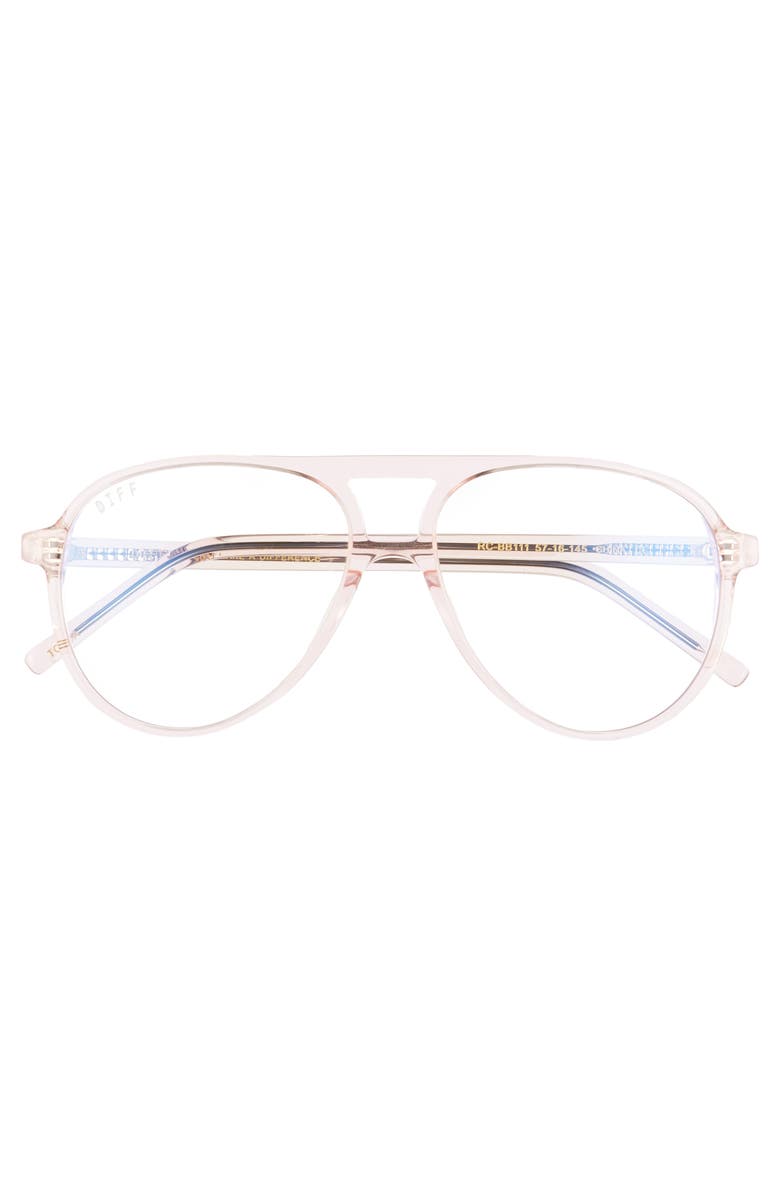 DIFF x Jonathan Van Ness Tosca Aviator Blue Light Blocking Sunglasses, Alternate, color, Rose Crystal/ Clear