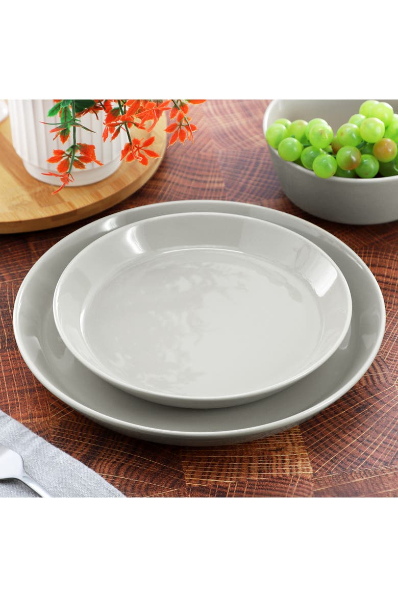 12 Piece Round Stoneware Dinnerware Set, Alternate, color, Grey