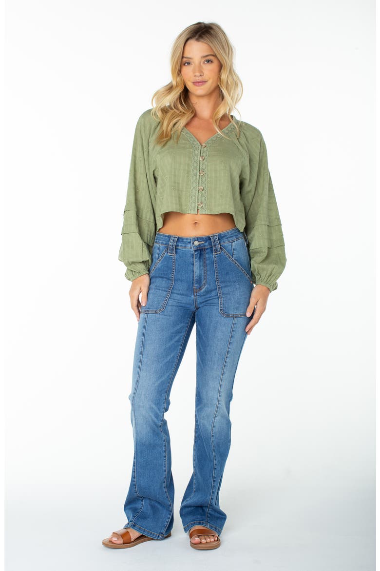 Monterey Eyelet Cotton Top, Alternate, color, OIL GREEN