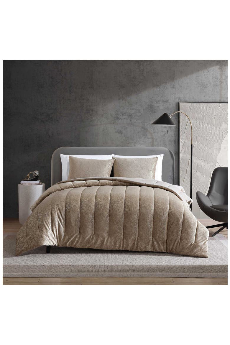 Banks Metallic Velvet Comforter Set, Alternate, color, LIGHT PASTEL BROWN