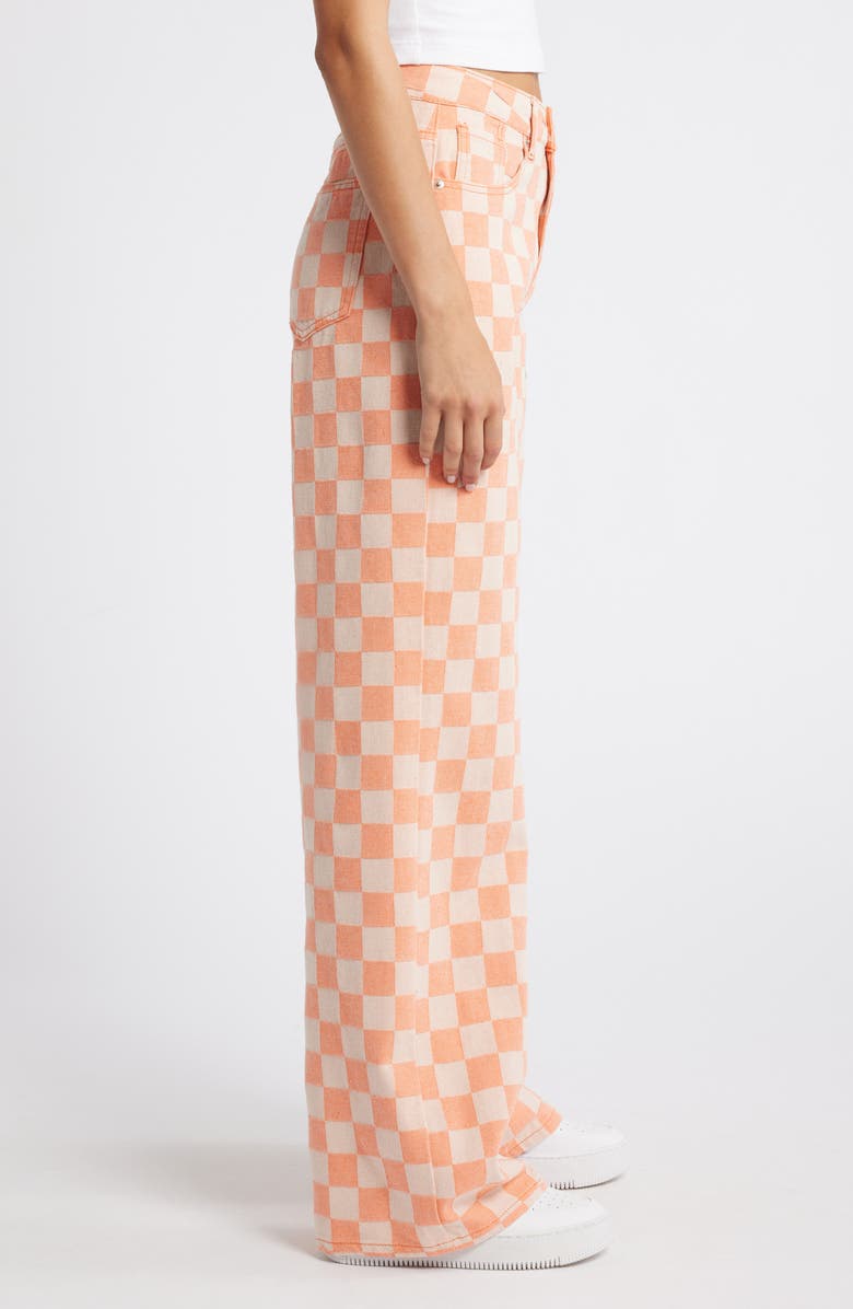 NASTY GAL Checkerboard High Waist Baggy Pants, Alternate, color, Orange