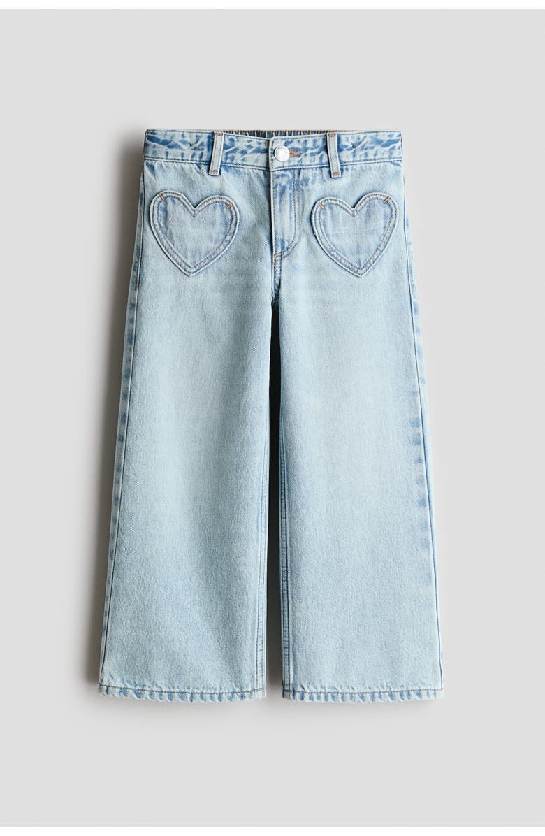 H&M Motif-detail Wide Leg Jeans, Main, color, Light Denim Blue