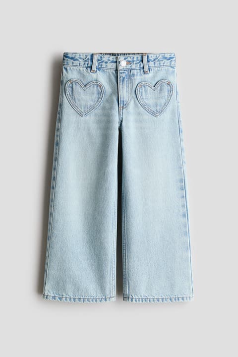 Motif-detail Wide Leg Jeans