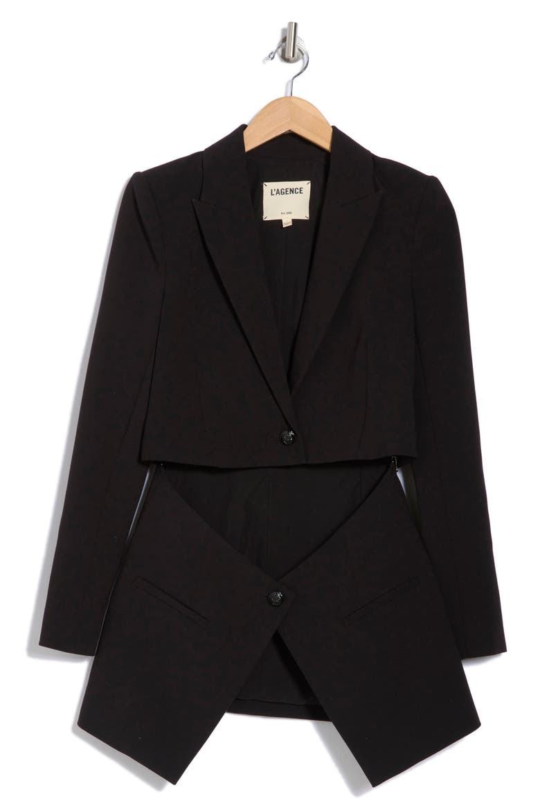 Cora Detachable Bottom Blazer, Alternate, color, BLACK