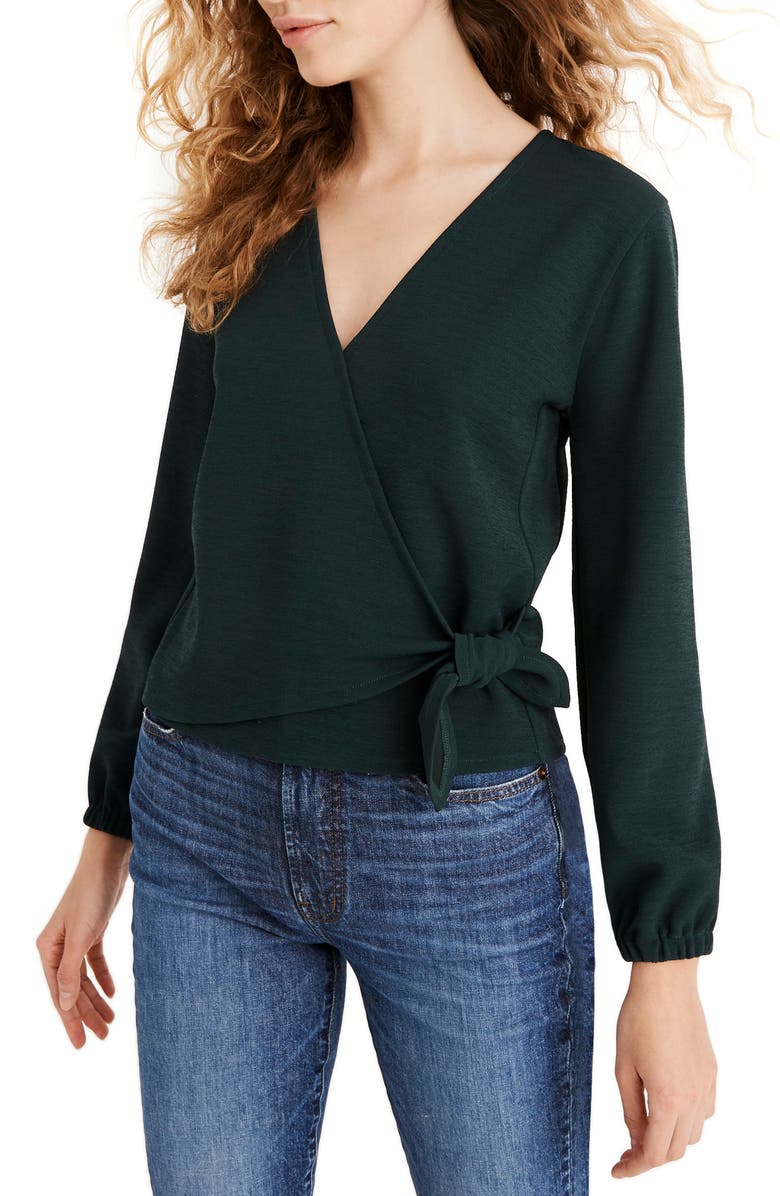Madewell Texture & Thread Crepe Wrap Top, Main, color,