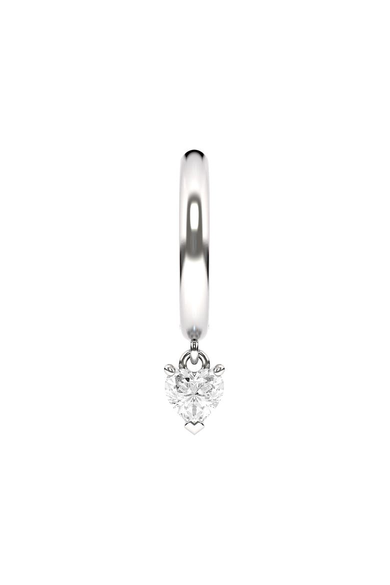 Lab Created Diamond Drop Huggie Hoop Earrings, Main, color, 18K WHITE GOLD