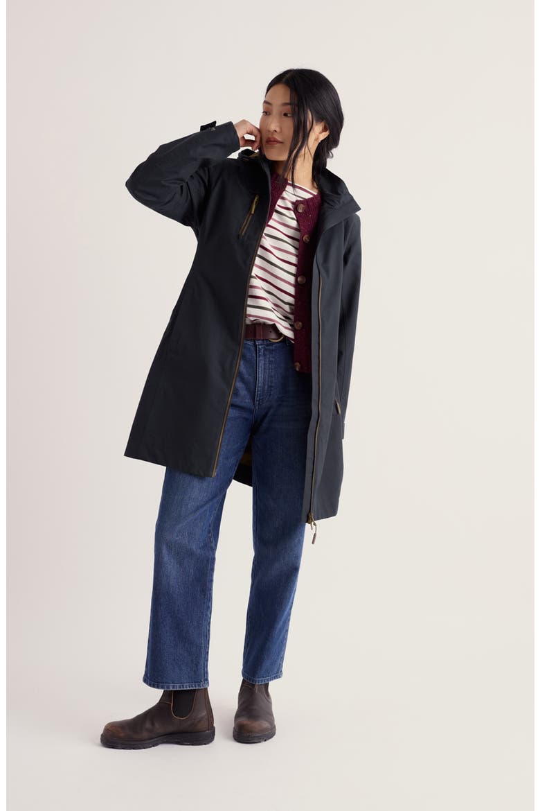 Coverack Waterproof Organic Cotton Raincoat with Removable Hood, Alternate, color, INKWELL