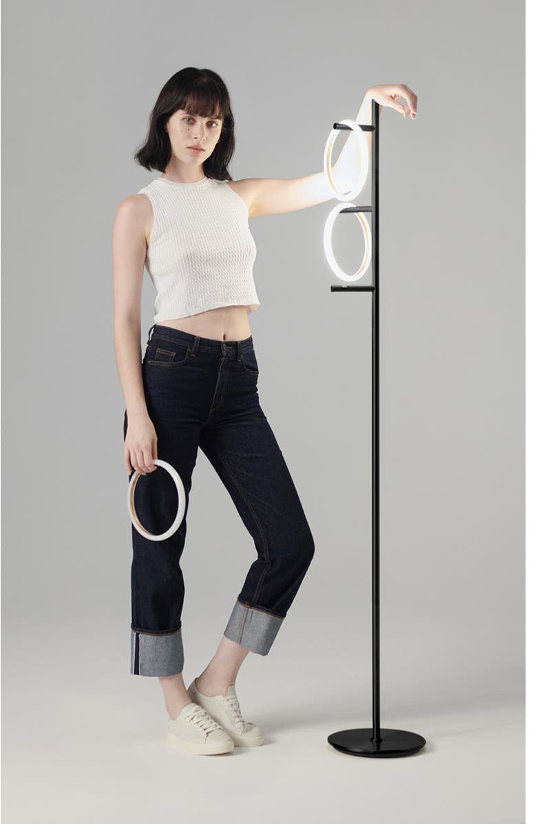 Brightech Saturn 66" LED Modern Ring Floor Lamp with Detachable Lights, Alternate, color, Classic Black