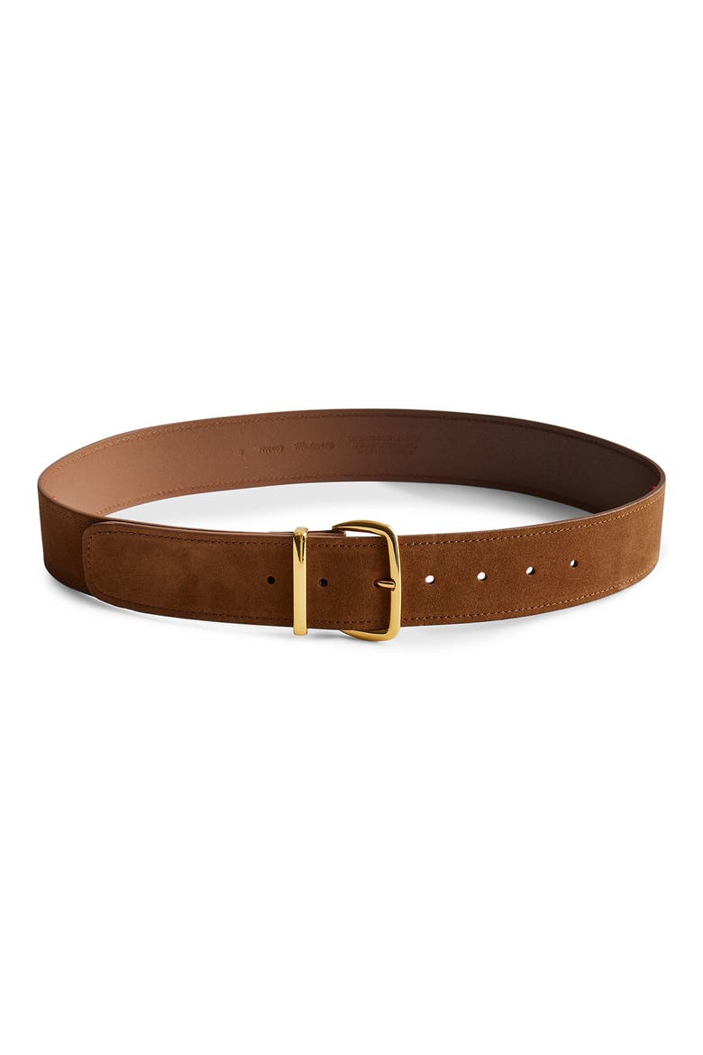 Super Wide Suede Essentials Belt, Main, color, DRIED ACORN
