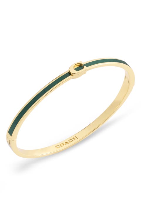 Sculpted C Enamel Boxed Hinge Bangle