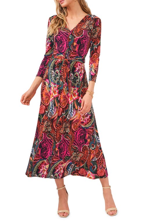 CHAUS CHAUS V-NECK TIE WAIST MIDI DRESS