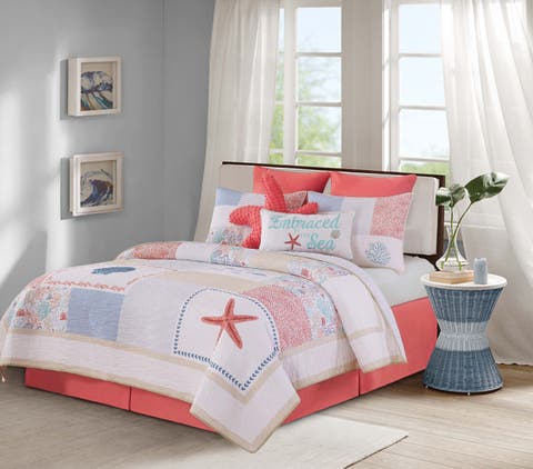 Coral Haven King 3-Piece Quilt Bedding Set