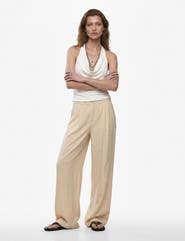 Koton Relaxed Fit Wide Leg Trousers with Elastic Waist