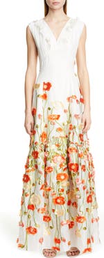Malene Oddershede Bach Papaver Floral Fil Coupé Jacquard Gown