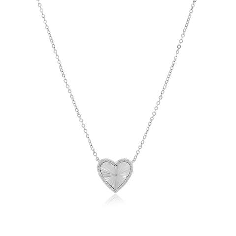 Fluted CZ Heart Necklace