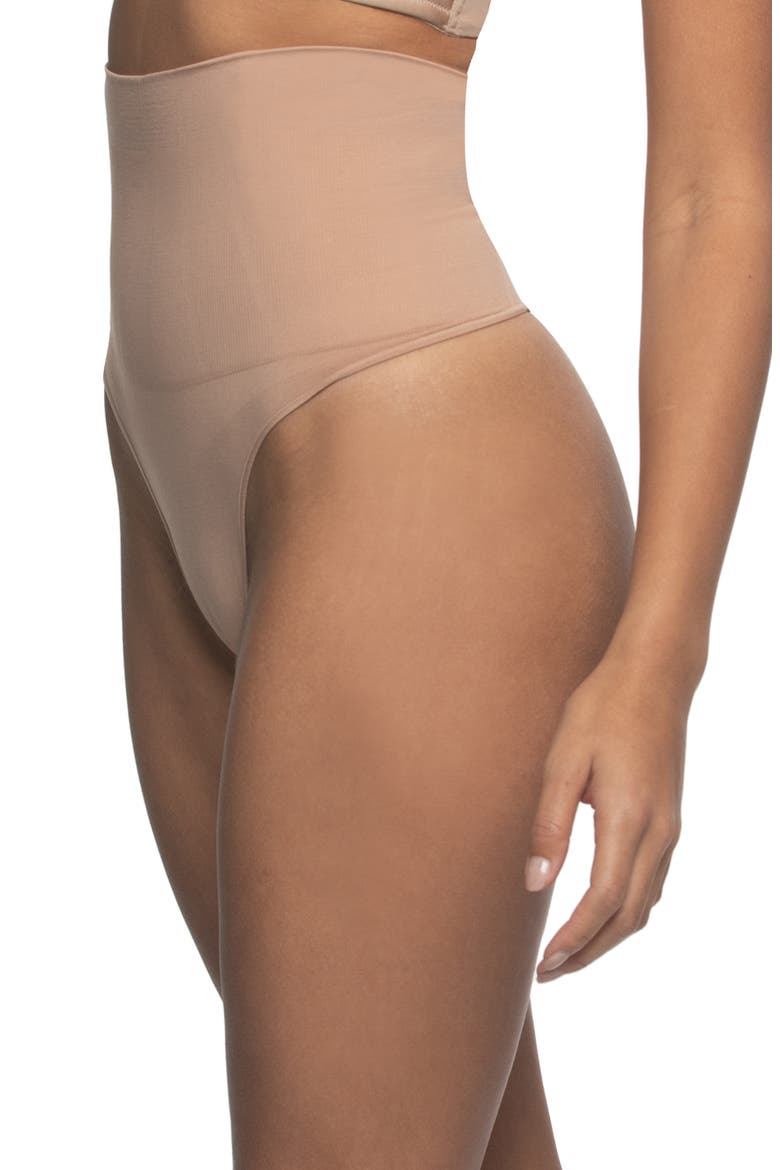 Bodycon High Waist Shaping Thong, Alternate, color, SUEDE