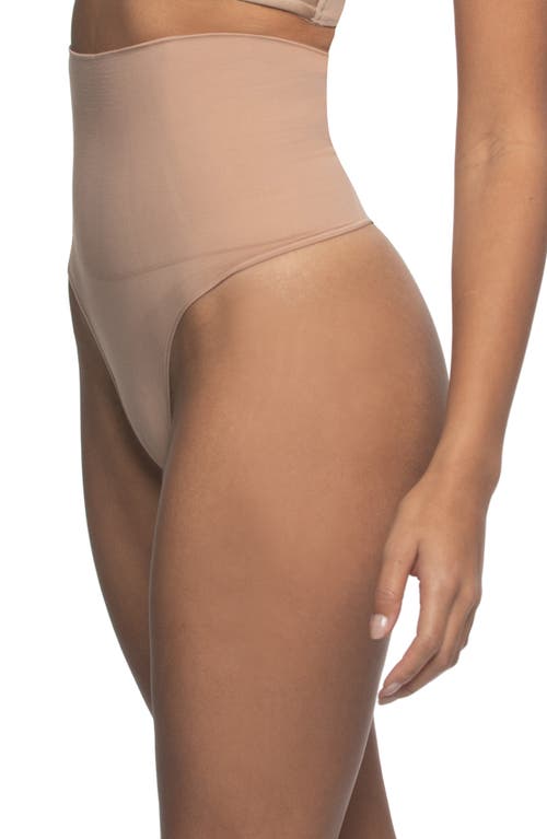 Felina Bodycon High Waist Shaping Thong In Brown