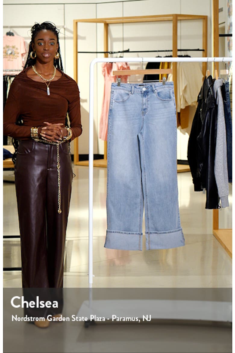 High Waist Cuffed Wide Leg Jeans video