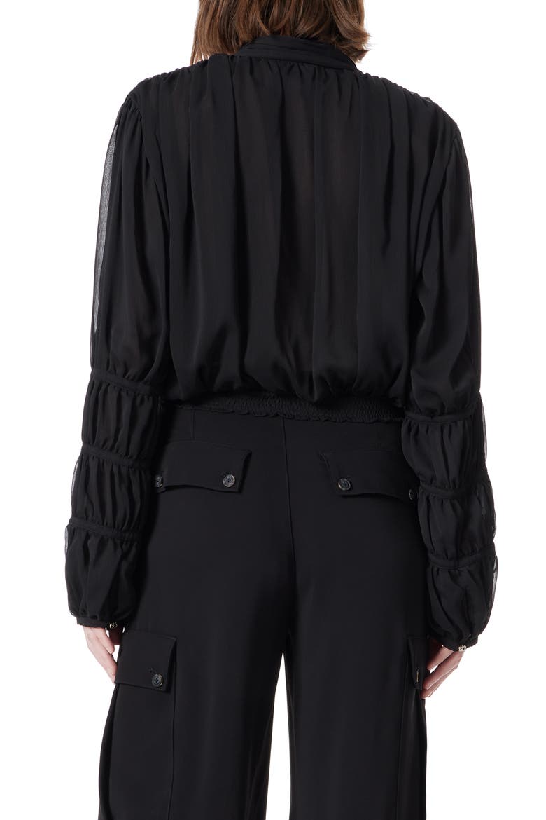 Smocked Chiffon Top, Alternate, color, BLACK