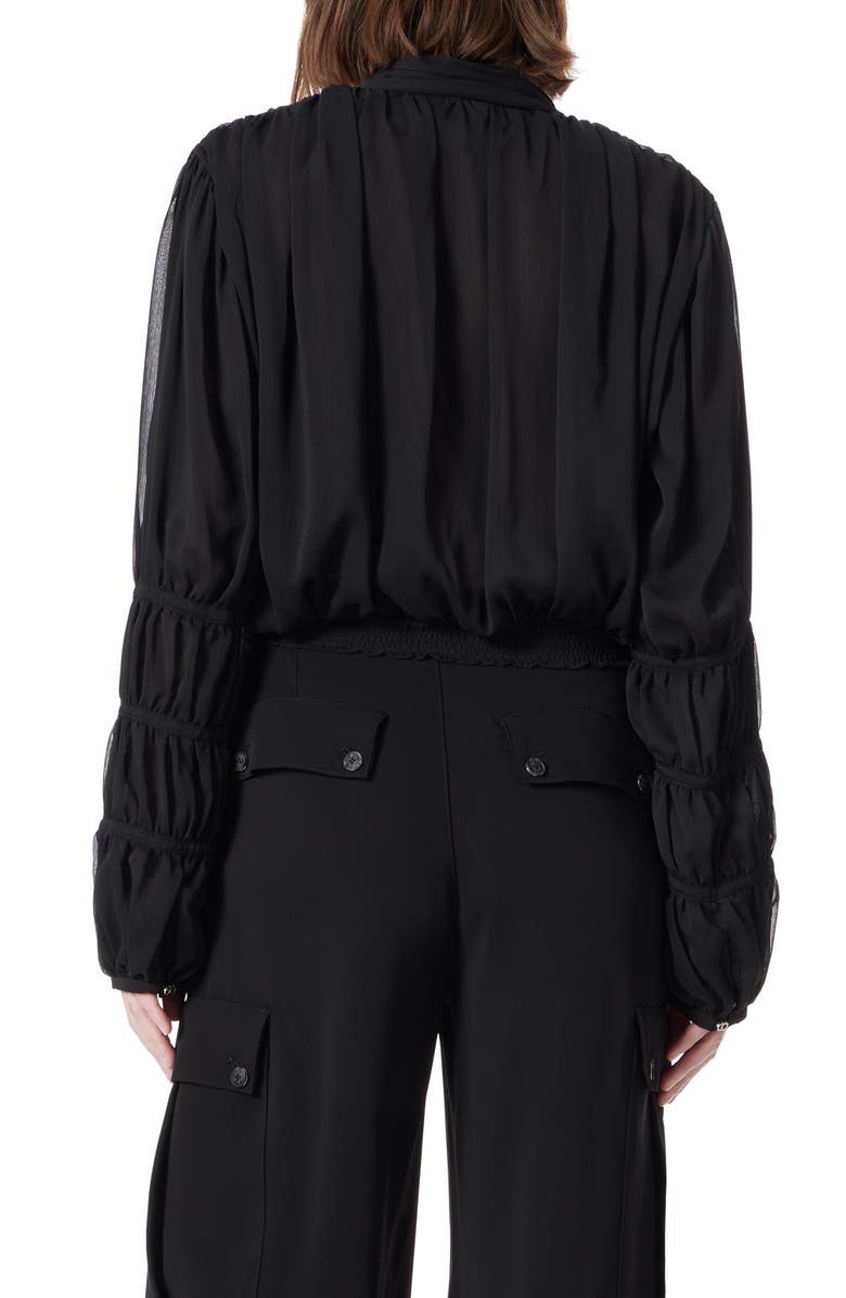 DO by Dee Ocleppo Smocked Chiffon Top, Alternate, color, Black
