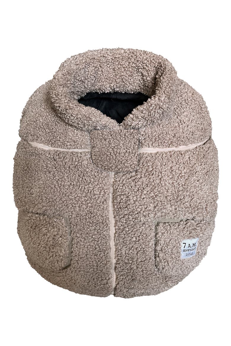 Water Resistant Teddy Car Seat Cocoon, Main, color, OATMEAL TEDDY