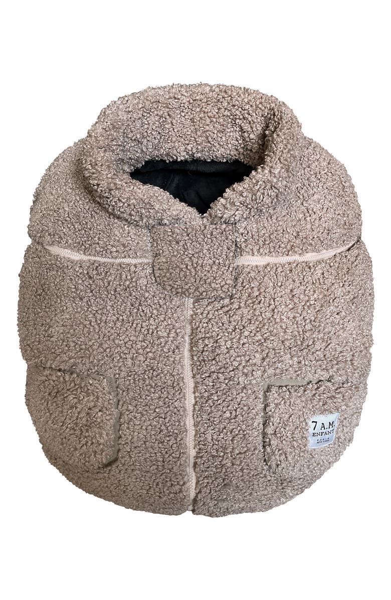 7 A.M. Enfant Water Resistant Teddy Car Seat Cocoon, Main, color, Oatmeal Teddy