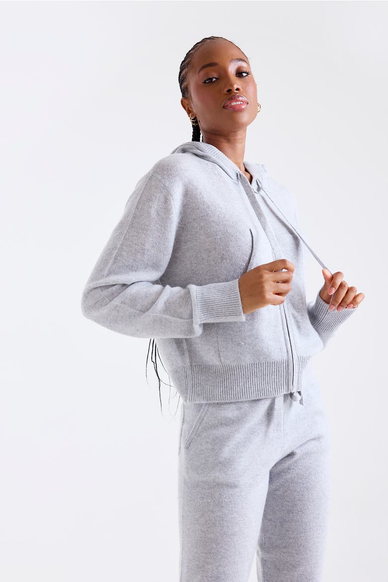 Lavinia Crop 100% Cashmere Sweater, Alternate, color, SUPER GREY