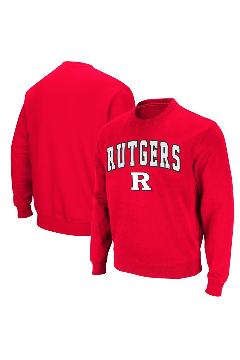 Men's Colosseum Scarlet Rutgers Scarlet Knights Arch & Logo Crew Neck Sweatshirt, Main, color, Scarlet