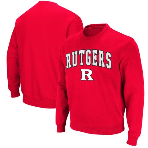 Men's Colosseum Scarlet Rutgers Scarlet Knights Arch & Logo Crew Neck Sweatshirt