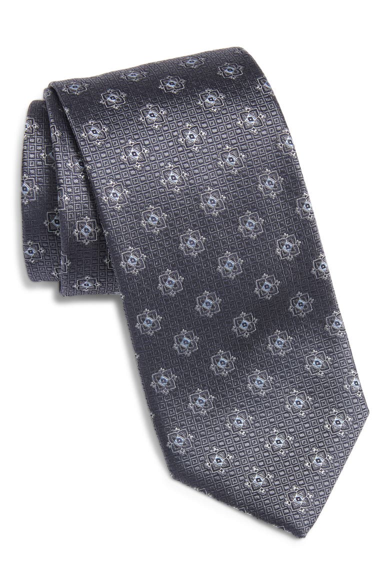 Medallion Tie, Main, color, GREY