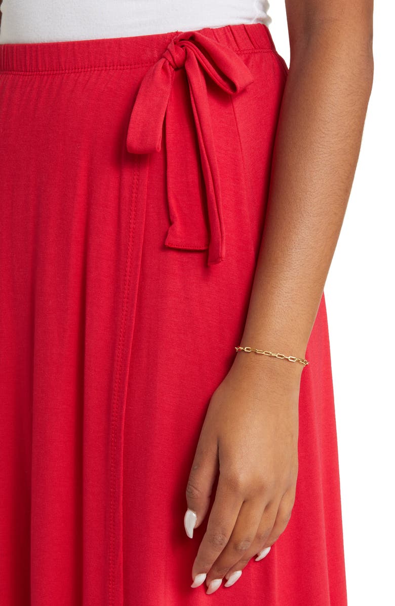 Loveappella Faux Wrap Skirt, Alternate, color, Red