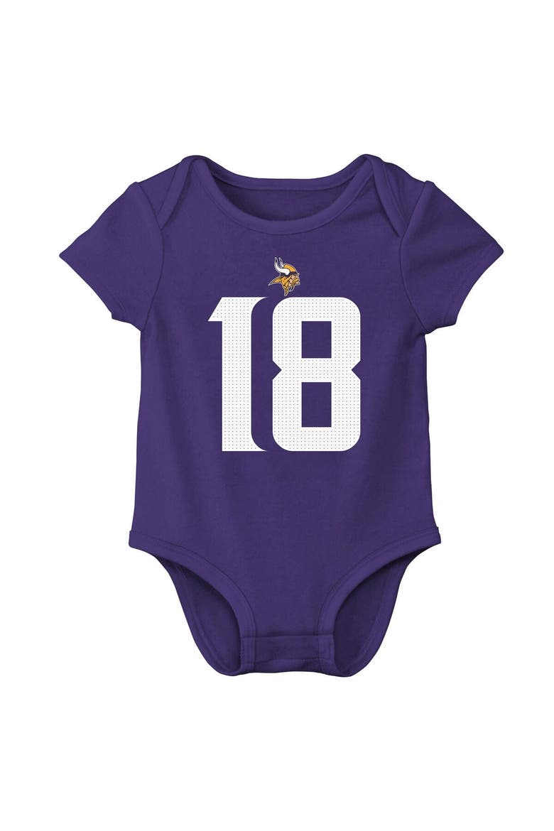 Newborn & Infant Nike Justin Jefferson Purple Minnesota Vikings Player Name & Number Bodysuit, Alternate, color, Purple