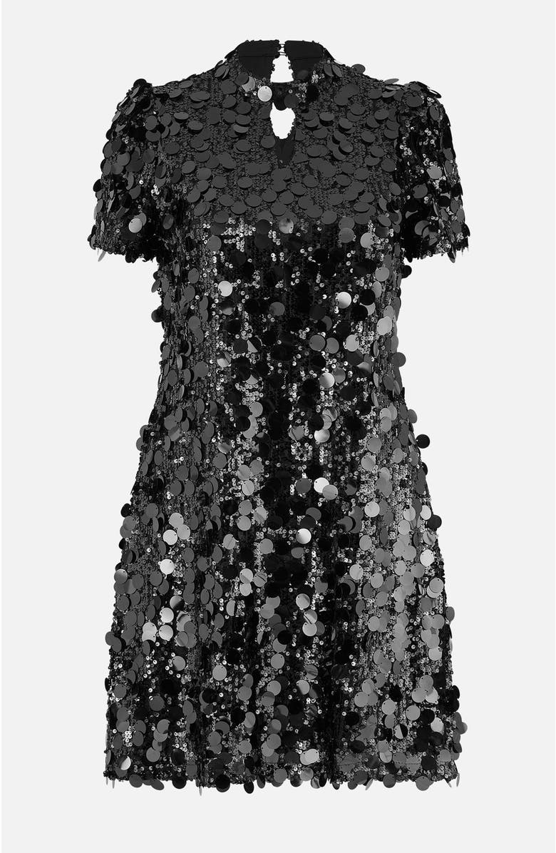 Yumi Sequin Keyhole Neck Tunic Dress, Alternate, color, Black