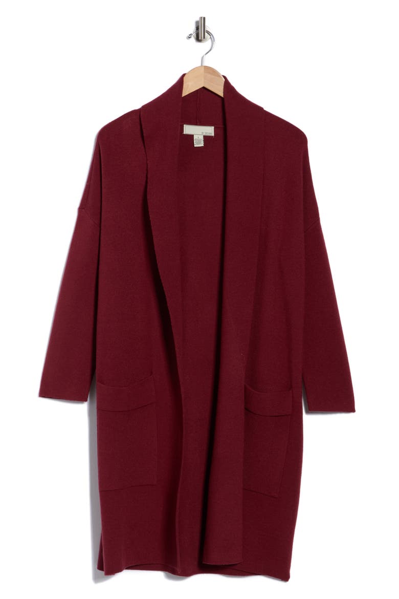 Alicia Open Front Long Cardigan, Alternate, color, CORDOVAN