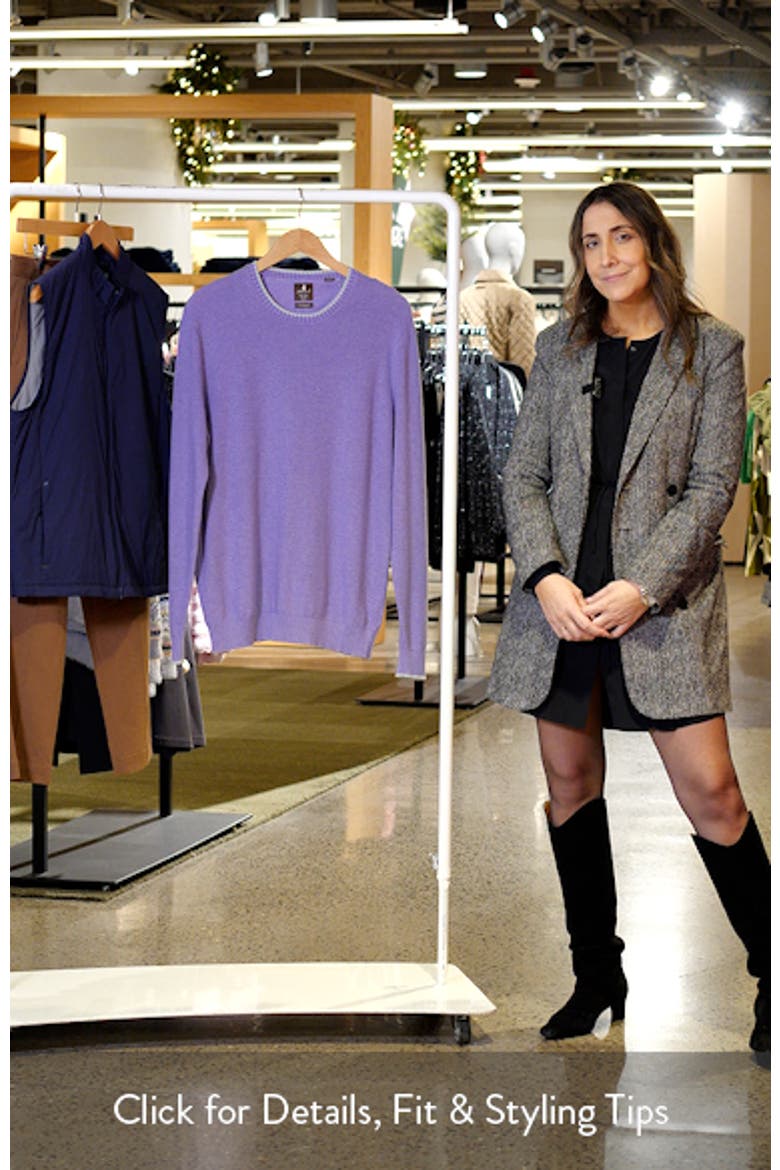 Hatched Cotton & Silk Blend Crewneck Sweater video