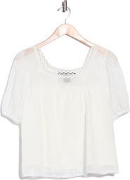 Forgotten Grace Lace Trim Embroidered Eyelet Top