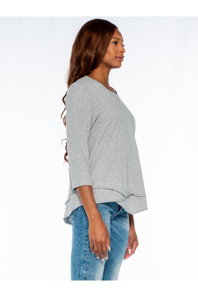 Shrunken Crew 3/4 Sleeve Mock Layer Tee, Alternate, color, Dark Olive