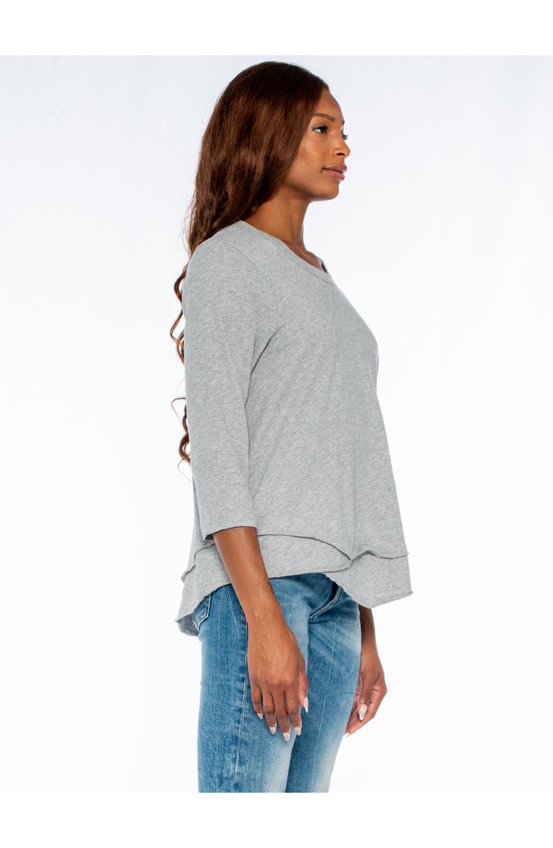 WILT Clothing Shrunken Crew 3/4 Sleeve Mock Layer Tee, Alternate, color, Black