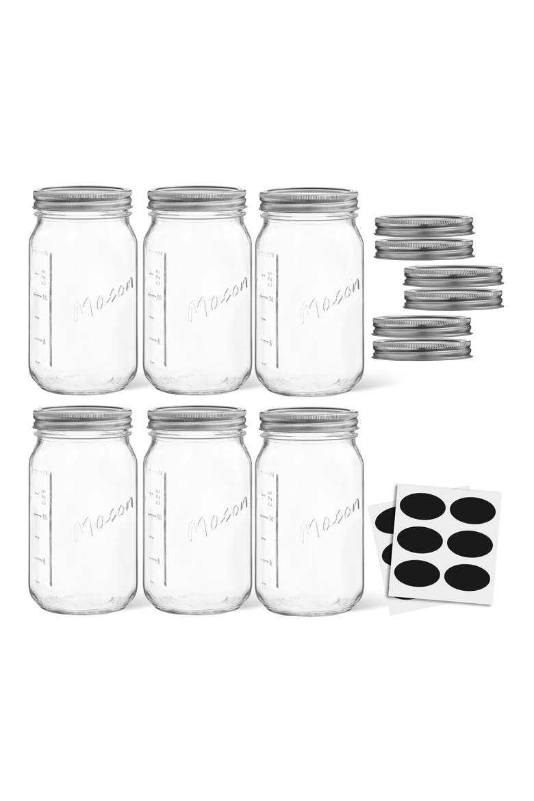 42-Piece Wide Mouth Mason Jars with Airtight Lids, Main, color, CLEAR/ SILVER