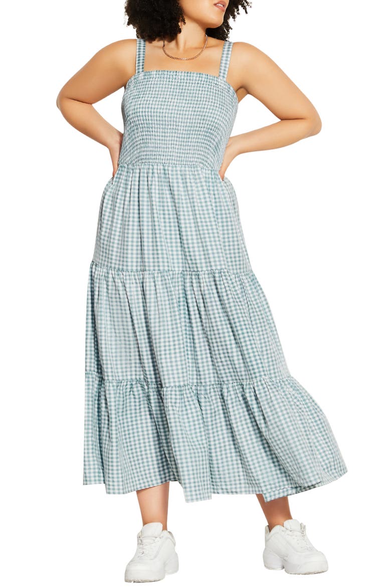 Gingham Sundress, Main, color, MINT GINGHAM