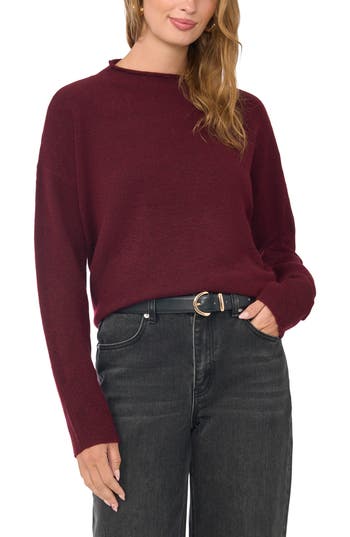 1.state Loose Knit Crewneck Sweater In Wine