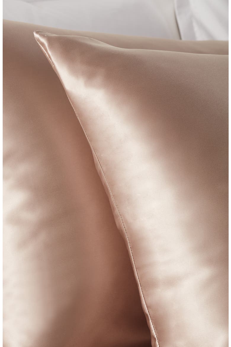 Set of 2 Silk Pillowcases, Alternate, color, TAN THREAD