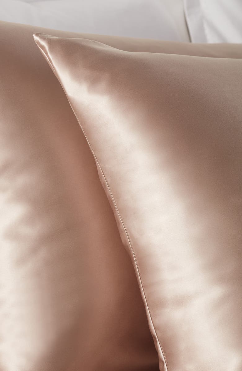 Nordstrom Set of 2 Silk Pillowcases, Alternate, color, Tan Thread