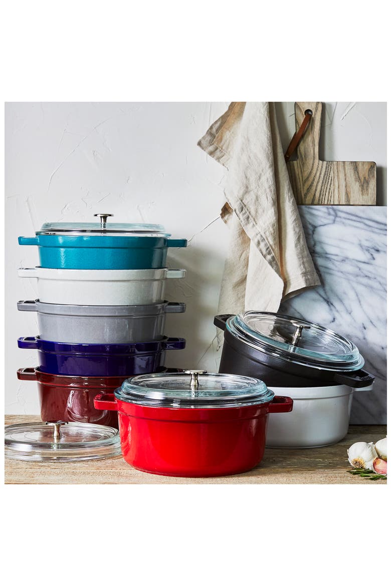 4-Quart Enameled Cast Iron Dutch Oven with Glass Lid, Alternate, color, BLACK