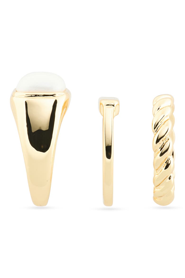 Set of 3 Casual Rings, Alternate, color, WHITE- GOLD