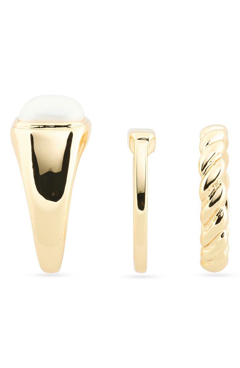 NORDSTROM RACK Set of 3 Casual Rings, Alternate, color, White- Gold