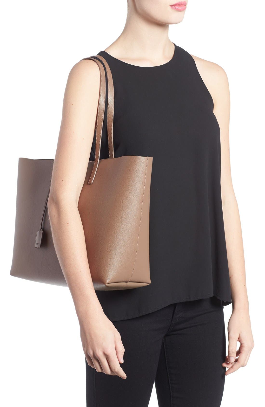 Shopping Leather Tote, Alternate, color, TAUPE
