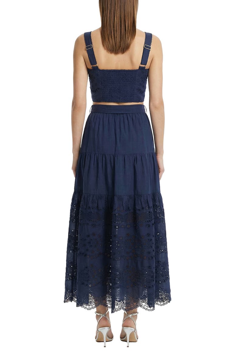 Jenni Tiered Belted Eyelet Smock Waist Skirt, Alternate, color, Navy Calypso Eyelet