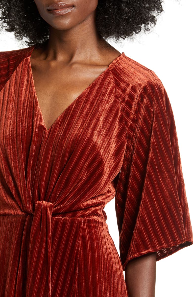 All in Favor Wrap Style Rib Velvet Minidress, Alternate, color,